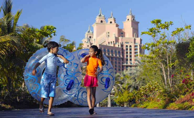 Deti v Aquaparku v hoteli Atlantis, The Palm
