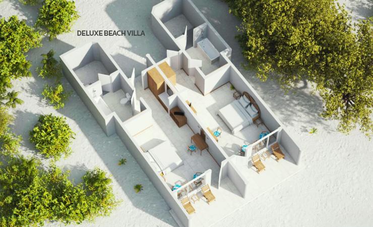 Pôdorys izby Deluxe Beach Villa v Sun Island Resort & Spa